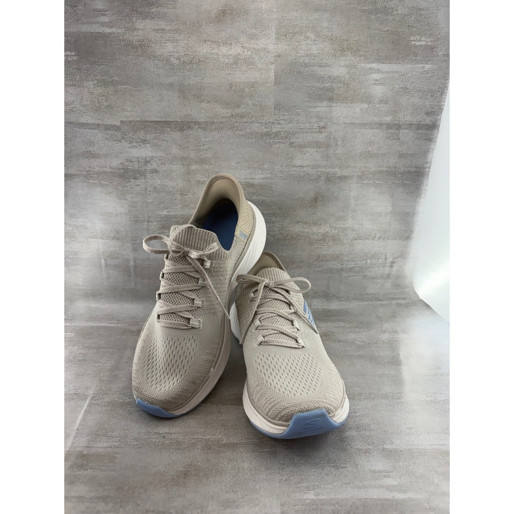 Skechers Edgeride Women Sz 8.5 Taupe Blue Mesh Walking Sneakers 150470 NTLB